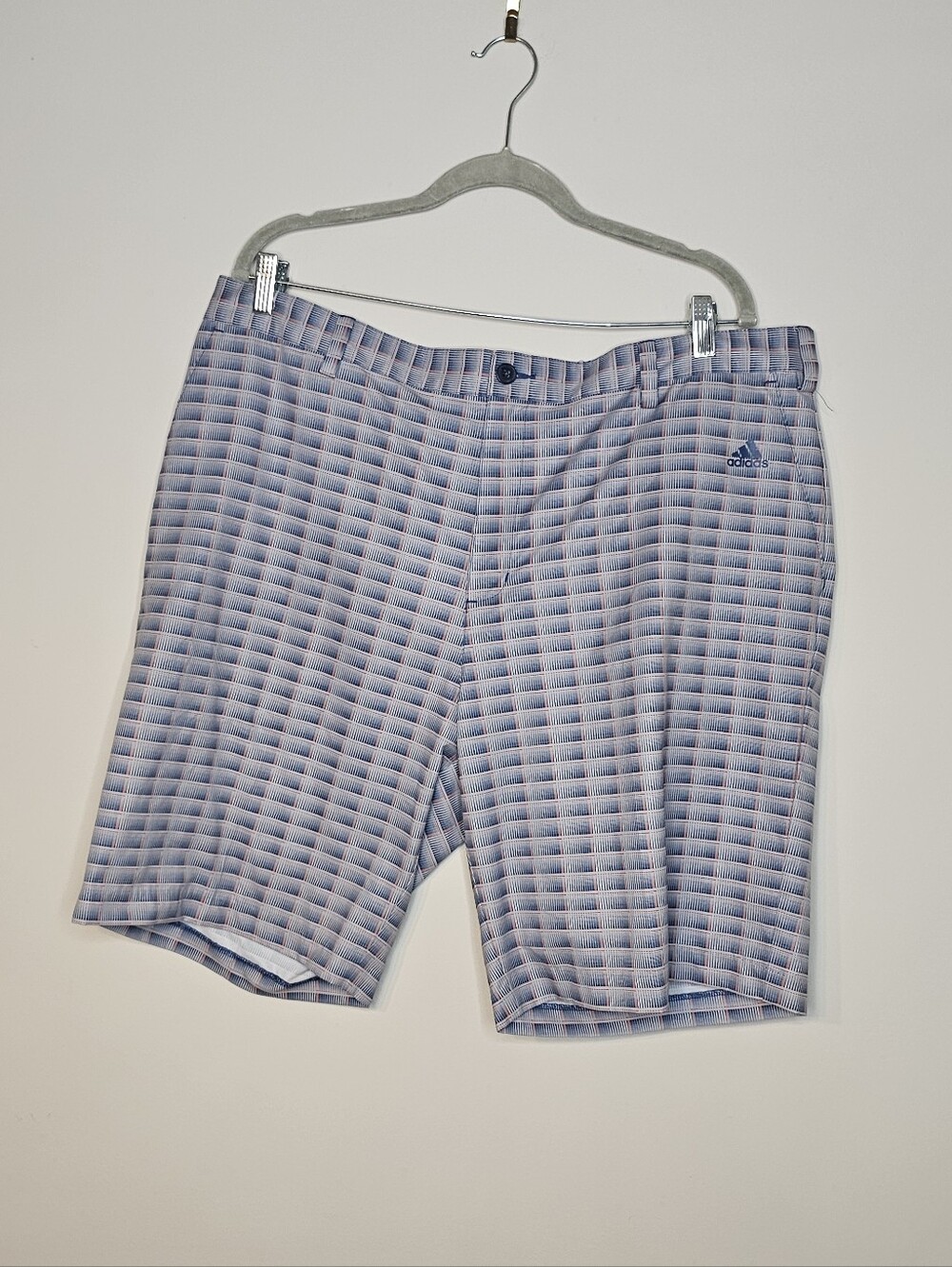 Adidas Climalite Plaid Shorts Size 40 Unlined Blue Orange